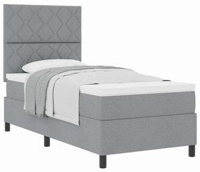 Cama com Estrado e Colchão Cinza Claro 90x200 cm Tecido