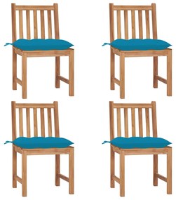 vidaXL Cadeiras de jardim c/ almofadões 4 pcs madeira de teca maciça