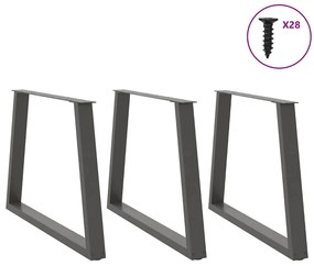 Pés para mesa de jantar em V, 3 peças, antracite, 100x(72-73,3) cm, aç