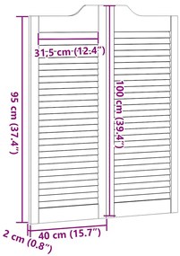 Portas de batente design de persiana 2-Par 100x80 cm branco