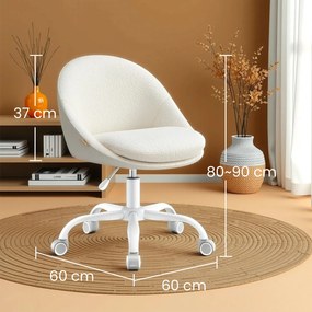 Cadeira de escritório em casa, cadeira de toucador de lã 60 x 60 x (80-90) cm cappuccino bege-branco