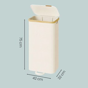 Cesto de roupa suja com tampa, 100L,  42 x 32 x 75 cm Branco Creme
