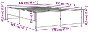 Estrutura de cama 120x190 cm derivados madeira/metal