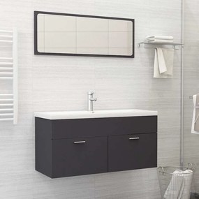 vidaXL 2 pcs conjunto móveis de casa de banho contraplacado cinzento