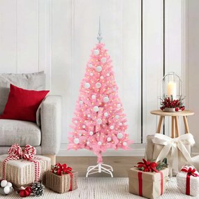 vidaXL Árvore de Natal com 150 LEDs com suporte Rosa 120 cm PVC
