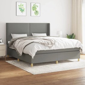 vidaXL Cama com molas/colchão 160x200 cm tecido cinzento-escuro