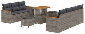 Conjunto de Sofá de Jardim Com Almofadas de 10 Peças VidaXL Cinza Vime