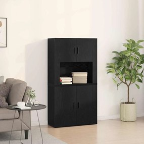 vidaXL Highboard Preto Carvalho 80x33x150 cm Madeira de engenharia