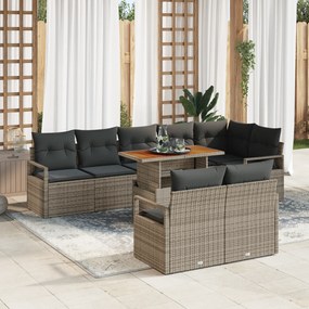 Conjunto de Sofás de Jardim vidaXL de 9 peças com Almofadas Cinzento V