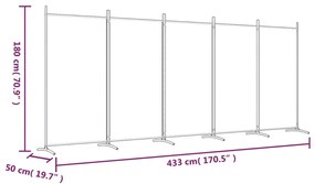 Divisória de quarto com 5 painéis 433x180 cm tecido antracite