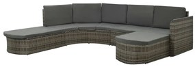 4 pcs conjunto lounge de jardim c/ almofadões vime PE cinzento