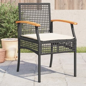 vidaXL Cadeiras de jardim com almofadões 4 pcs vime PE/acácia preto