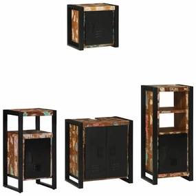 vidaXL Conjunto de Móveis para Banheiro com prateleira com armazenamento com porta 4 pcs