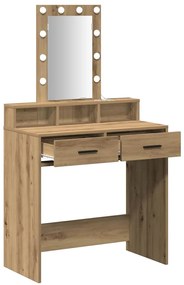 Mesa de Maquiagem vidaXL com Luzes LED Carvalho Artisan 79x41x140 cm