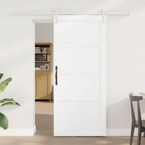 Porta Deslizante vidaXL com Conjunto de Hardware Branco 86x198.5 cm Madeira Sólida Pinus