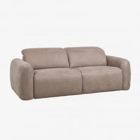 Sofá De 2 Lugares Reclinável E Elétrico Estofado Peggy Chenille Castanho Trigo - Sklum