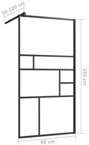 Divisória de chuveiro 80x195 cm vidro transparente ESG preto
