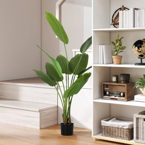 Planta artificial de interior com 160 cm, árvore artificial com vaso de plástico e substrato com efeito flocado, verde