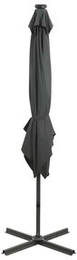Guarda-sol jardim cantilever c/ poste/luzes LED 250cm antracite