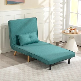 Poltrona convertível de 1 lugar, sofá-cama 3 em 1 com encosto ajustável em 5 posições, almofada incluída, verde