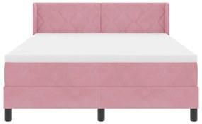 Cama Box Spring com Colchão Rosa 140x190 cm Veludo