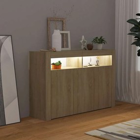 Aparador com luzes LED 115,5x30x75 cm carvalho sonoma