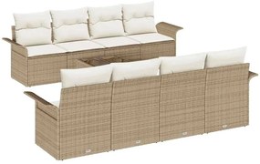 Conjunto de Sofá de Jardim 9 Peças com Almofadas Beiges de Rattan Sint