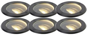 Conjunto de 6 focos de exterior ajustáveis pretos IP65 - Delux