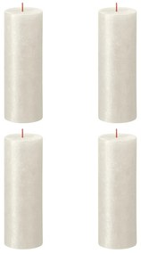 440891 Bolsius Velas rústicas cilíndricas Shimmer 4 pcs 190x68 mm marfim