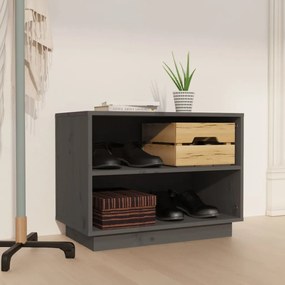 vidaXL Sapateira 60x34x45 cm madeira de pinho maciça cinza