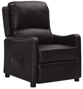 vidaXL Poltrona reclinável couro artificial preto brilhante