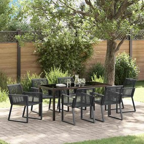 vidaXL Conjunto de Jantar de 7 Peças Preto Rattan Poliéster