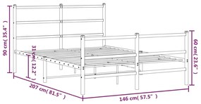 Estrutura de cama com cabeceira e pés 140x200 cm metal branco