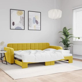 Sofá-cama com gavetão 80x200 cm veludo amarelo