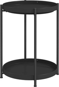 HOMCOM Mesa de Apoio Redonda com Prateleira, Mesa de Café de 2 Níveis para Sala, Quarto, Espaços Pequenos, Metal, Preto | Aosom Portugal