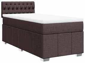 Cama com molas/colchão 90x200 cm tecido castanho-escuro