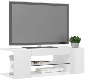 Móvel de TV com luzes LED 90x39x30 cm branco brilhante