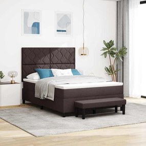 vidaXL Cama Box com colchão Marrom Escuro 140 x 190 cm tecido