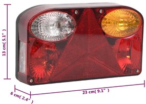 Farolins reboque 2 pcs 23x6x13 cm lâmpada clássica 12V vermelho