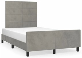 Estrutura de cama c/ cabeceira 120x190 cm veludo cinza-claro