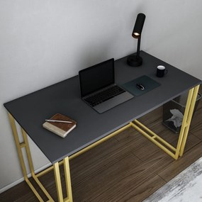 Secretária de Estudo Kane - Dourado Antracite - 120x60x74,8 cm