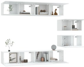 Conjunto móveis de TV 6 pcs madeira processada branco