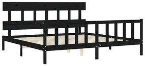 Estrutura de cama com cabeceira 200x200 cm madeira maciça preto