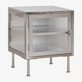 Pack De 2 Mesas De Cabeceira 45x40 Cm Em Aço E Vidro Paoline Cinzento Escovado - Sklum