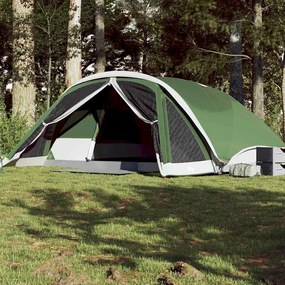 vidaXL Tenda familiar estilo cabana para 6 pessoas impermeável verde