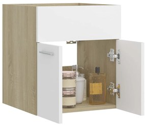 Armário lavatório derivados de madeira branco/carvalho sonoma