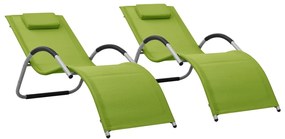 vidaXL Espreguiçadeiras 2 pcs textilene verde e cinzento