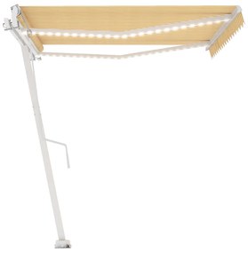 Toldo automático LED e sensor de vento 450x350cm amarelo/branco