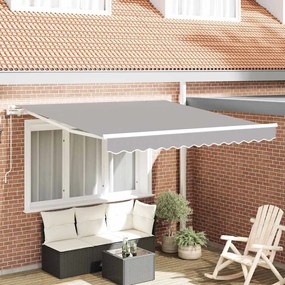 vidaXL Toldo Retrátil Manual Cinzento-claro 350 x 250 cm tecido