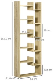 Estante para Livros de 6 Níveis Estante de Madeira com 11 Compartimentos Abertos para Sala de Estar Escritório Estúdio Anti-Tombamento Carga Máxima 10